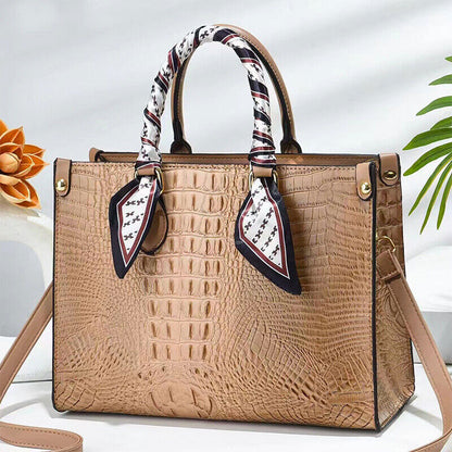 Fashion Crocodile Pattern Handbag Faux Leather Shoulder Bag Women's Purse