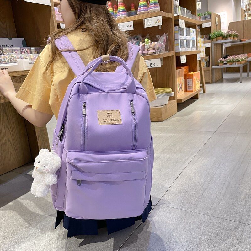 Double Zipper Backpack Buckle Travel Bag Laptop Backpack Student Schoolbag Nylon