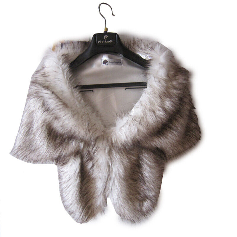 Elegant High-grade Bridal Wedding Luxury Fur Long Shawl Stole Wrap Shrug Scarf