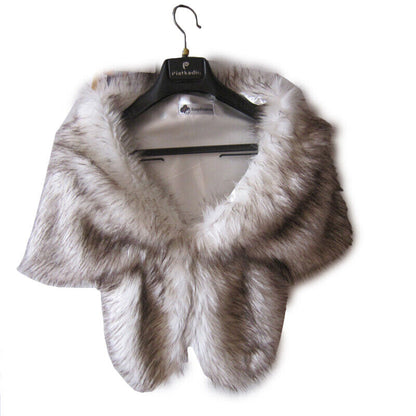 Elegant High-grade Bridal Wedding Luxury Fur Long Shawl Stole Wrap Shrug Scarf