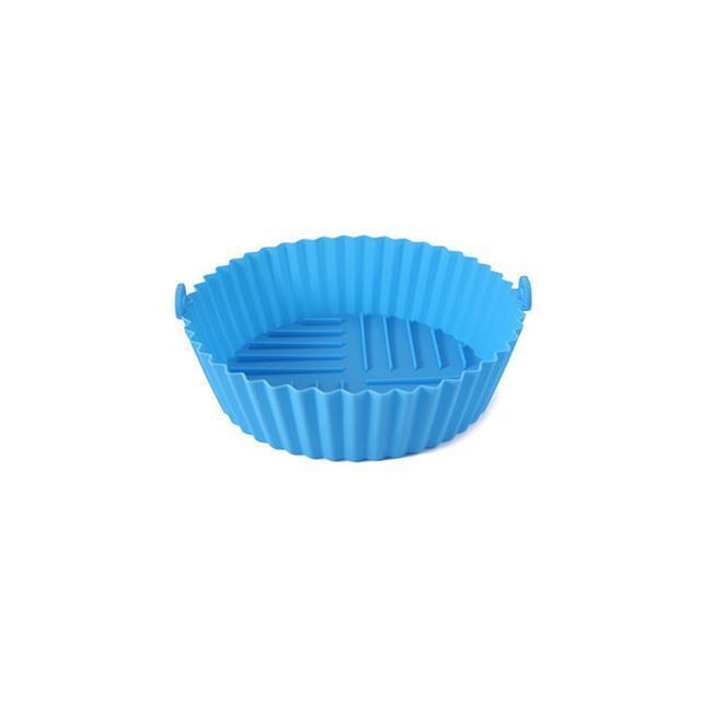 1pc Silicone Air Fryer Baking Tray Circular Foldable Food Grade High Temperature