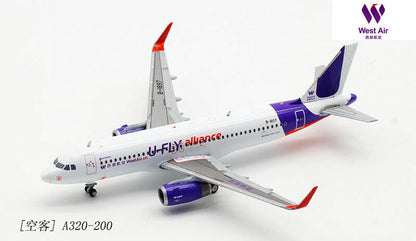 1:400 JC WINGS West Airlines U-FLY AIRBUS A320 Passenger Airplane Diecast Model