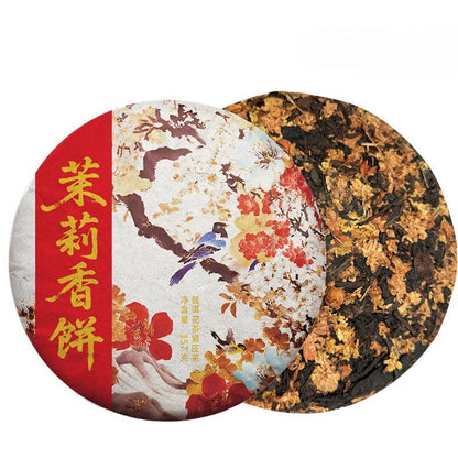 357g New Wild Jasmine Qing Xiang Yunnan Pu'er Tea Ripe Tea Cake Qizi Cake Tea