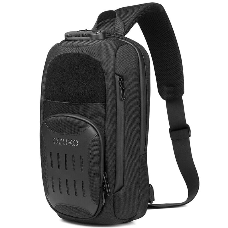 Men's Sling Backpack Oxford cloth Waterproof&Anti-theft Crossbody Sport Bags USB