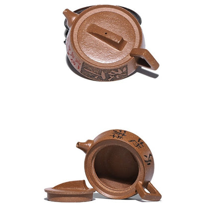 Full Handmade Teapot Real Yixing Zisha Jiangpo Clay Hand Carved Marked Pot 120ml
