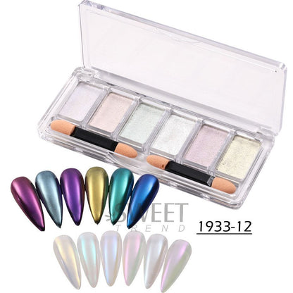 Nail Glitter Powder 6Color Mirror Holographic Glass Aurora Fine Pigment Manicure