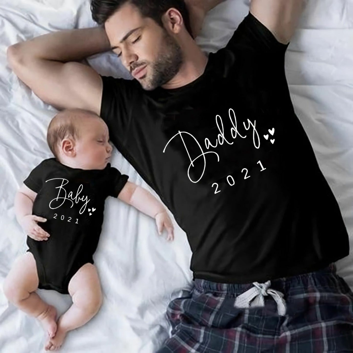 T-shirt Family Matching Clothes Father Mother Daughter Son Clothes Baby Cotton