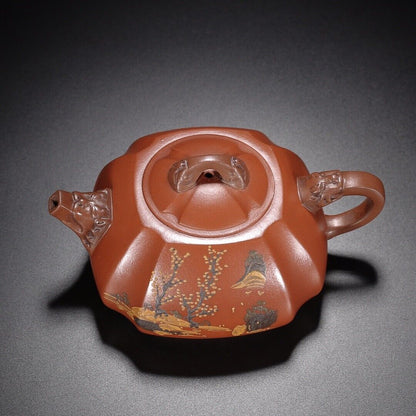 l-0Chinese Yixing Zisha Clay Handmade Exquisite Teapot （龙壶 底款：顾景舟）