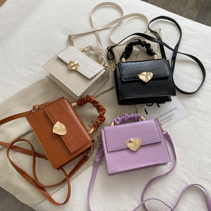 Small Handbag Synthetic Leather Shoulder Bag Crossbody Flap Bag 19*15*7CM Purple