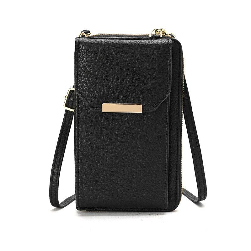 Messenger Bag Small Crossbody Shoulder Wallet Synthetic Leather Coin Purse Black
