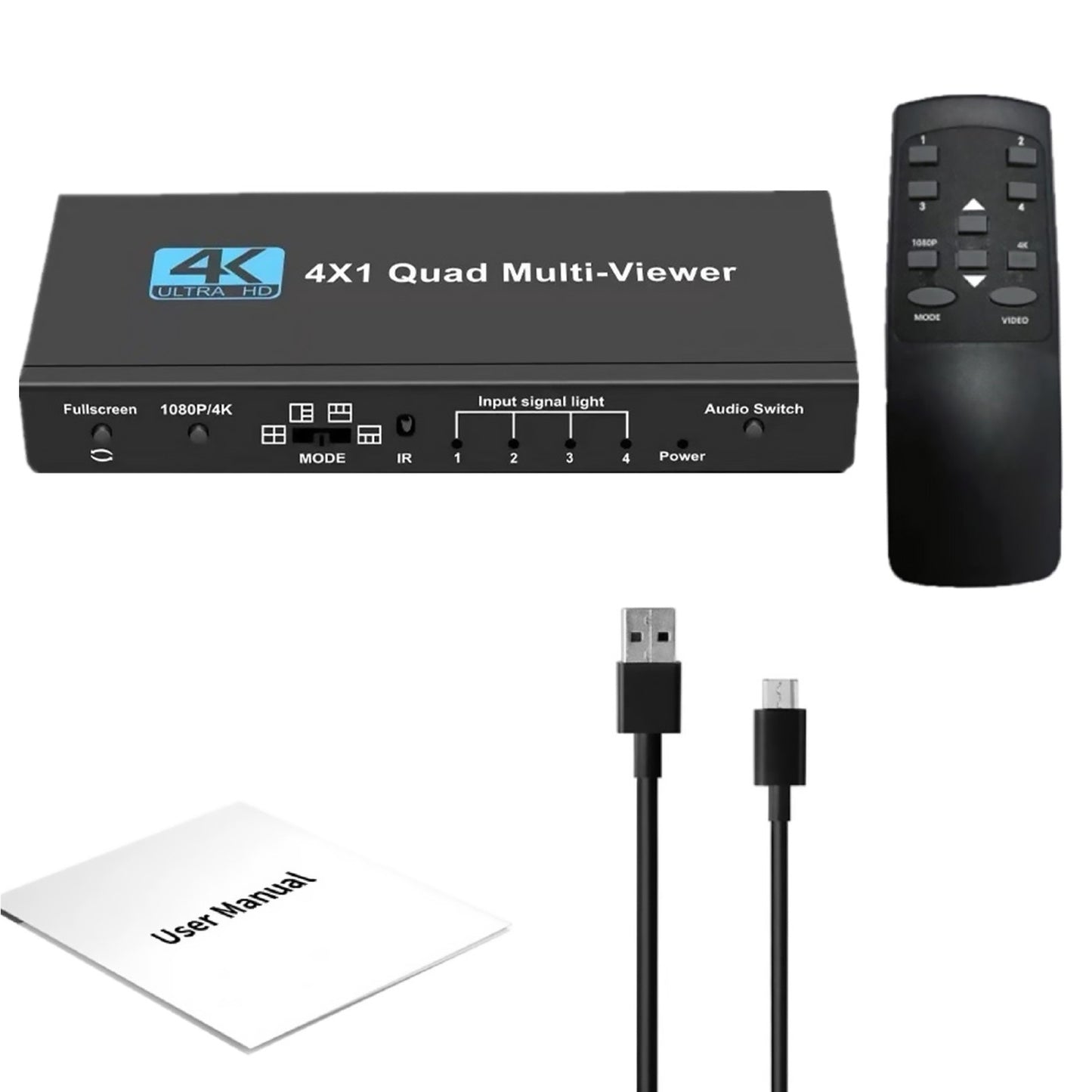 4K HDMI 4x1 1080P Multi-Viewer Seamless Quad Screen Real Time Remote Splitter t