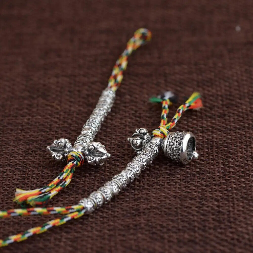 925 Silver New Tibetan Mala's Dorje Bell Charms Sterling Buddhist Prayer Beads