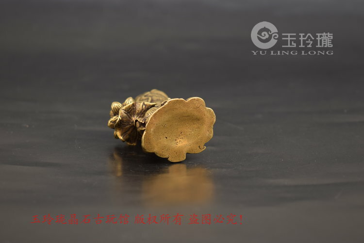 Collection Chinese tea ceremony bronze pet solid brass carving lotus leaf fish