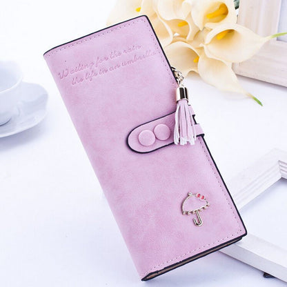 Wallet Clutch Synthetic Leather Tassel Card Holder Phone Bag Money Coin Purses
