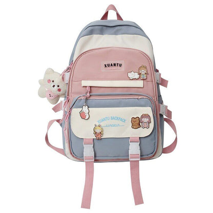 Girls Backpack Shoulder Bags Pockets School Bag Teenage Girls Kawaii Backpack