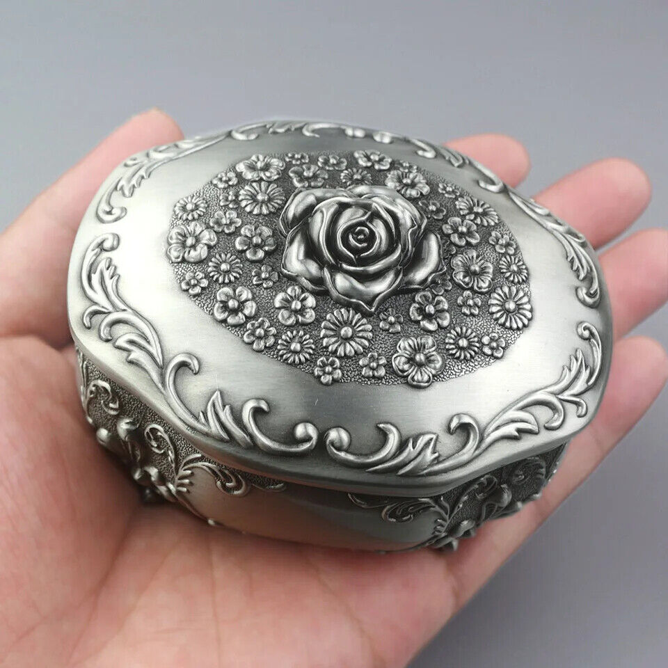 Music Box Emboss Alloy Metal Wind Up Sankyo Movements Hand Cranked Musical Boxes