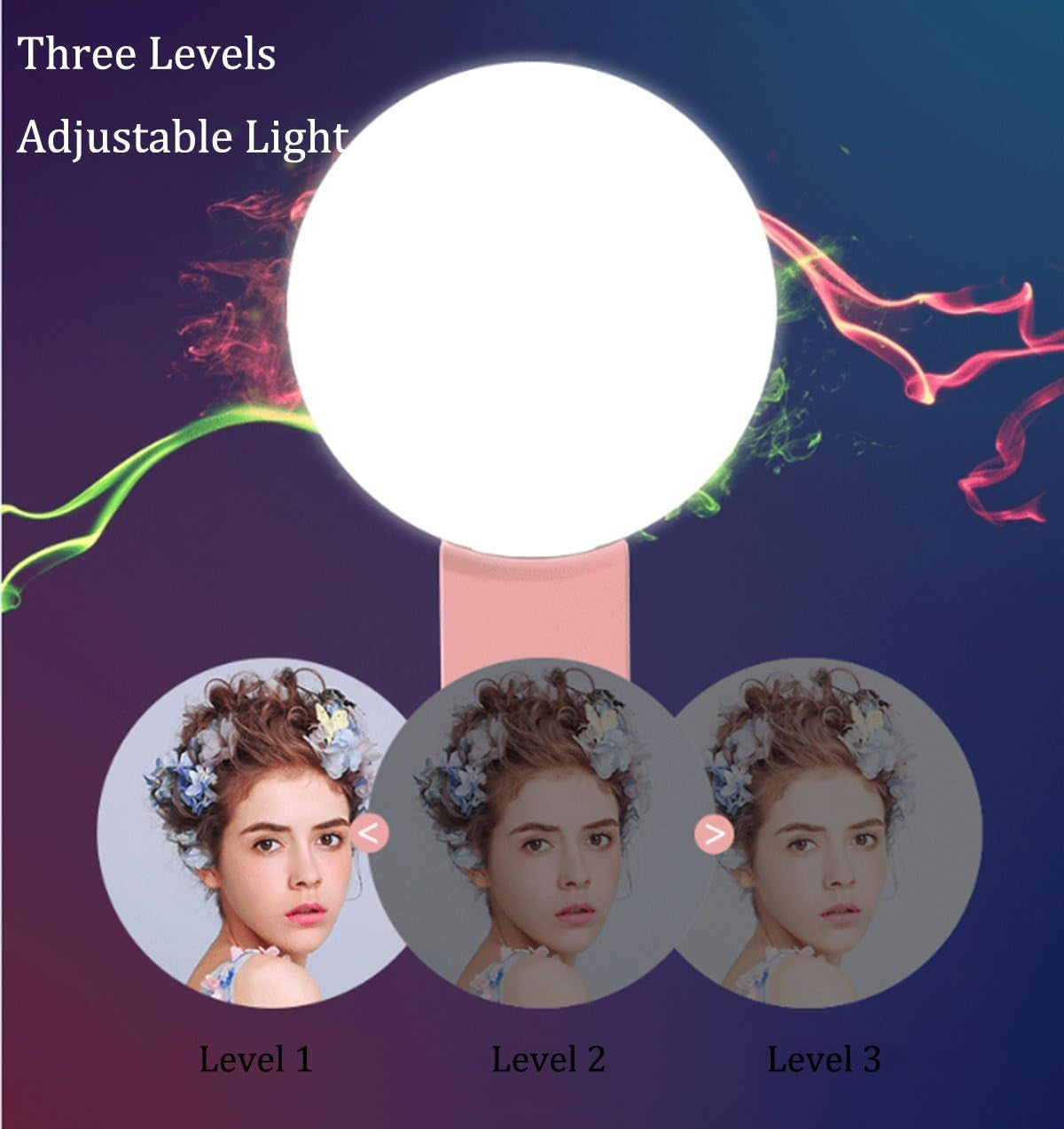 2x Portable LED Selfie Ring Light Mini Clip On 3 Mode Dimming Phone Photo Light