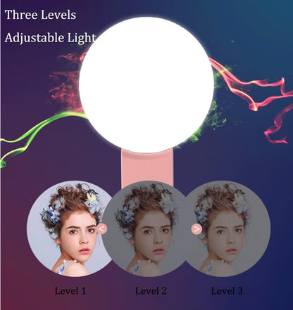 2x Portable LED Selfie Ring Light Mini Clip On 3 Mode Dimming Phone Photo Light