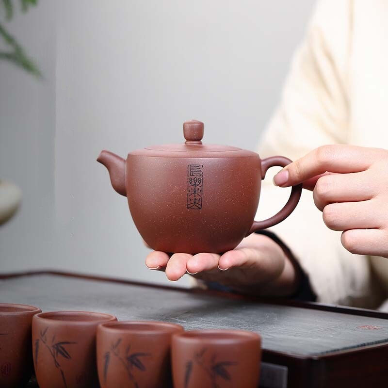 Full Handmade Tea Set True Yixing Zisha Purple Clay Original Ore Tea Pot Cup New