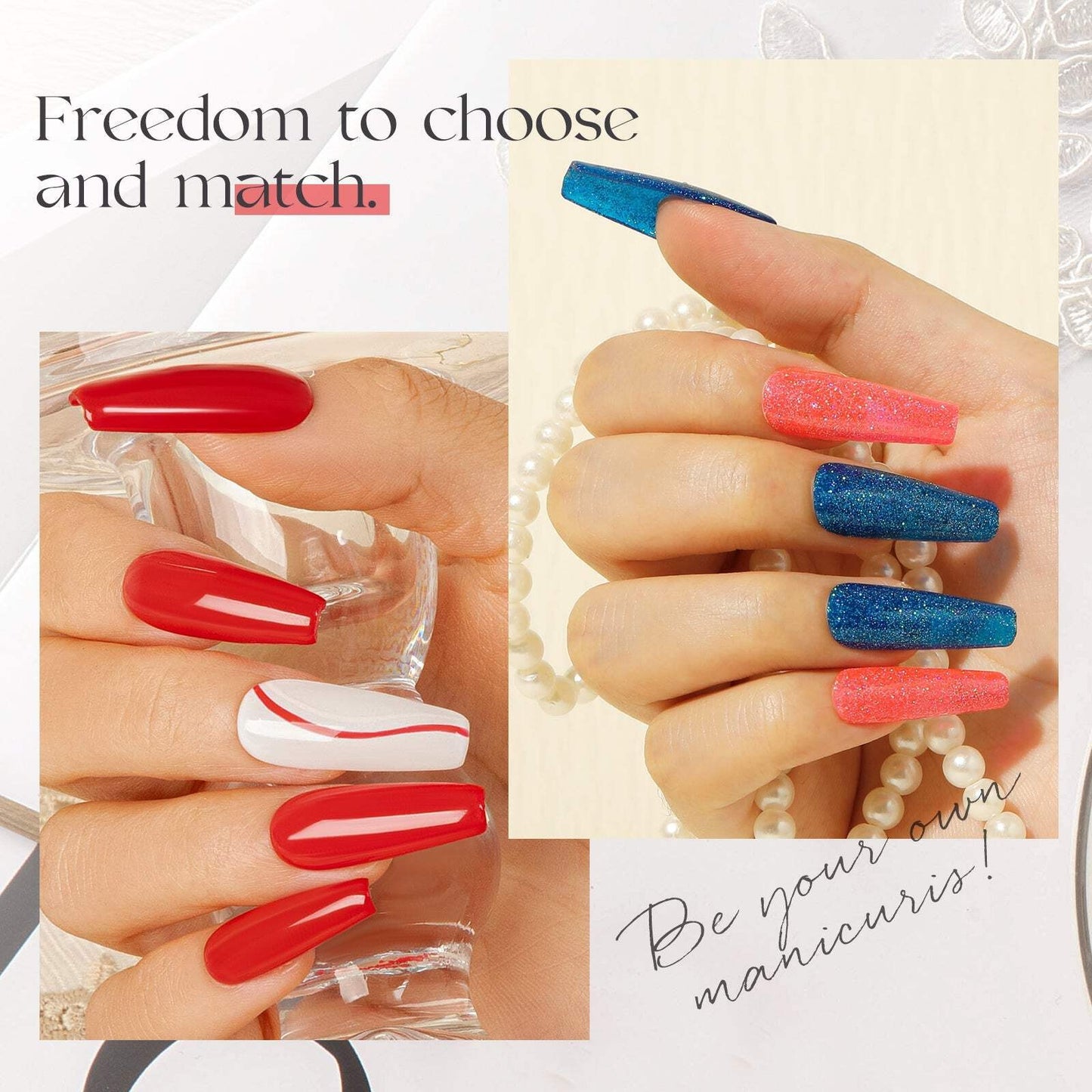 Gel Nail Polish Set with Base & Top Coat - ROSALIND 38PCS