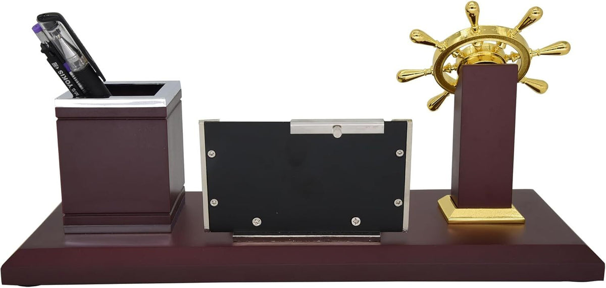 Wooden Pen Holder Pencil Holder With Calendar Rudder Decor For Home Office Gift