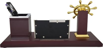Wooden Pen Holder Pencil Holder With Calendar Rudder Decor For Home Office Gift