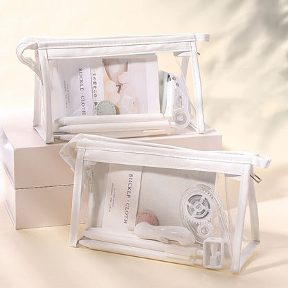 Large Transparent Makeup Bag Storage Cosmetic Triangular Box Purse 20*8*12.5 CM