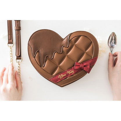 Brown Heart Shaped Handbag Shoulder Purse Women Crossbody Bag Gift Shell Zipper