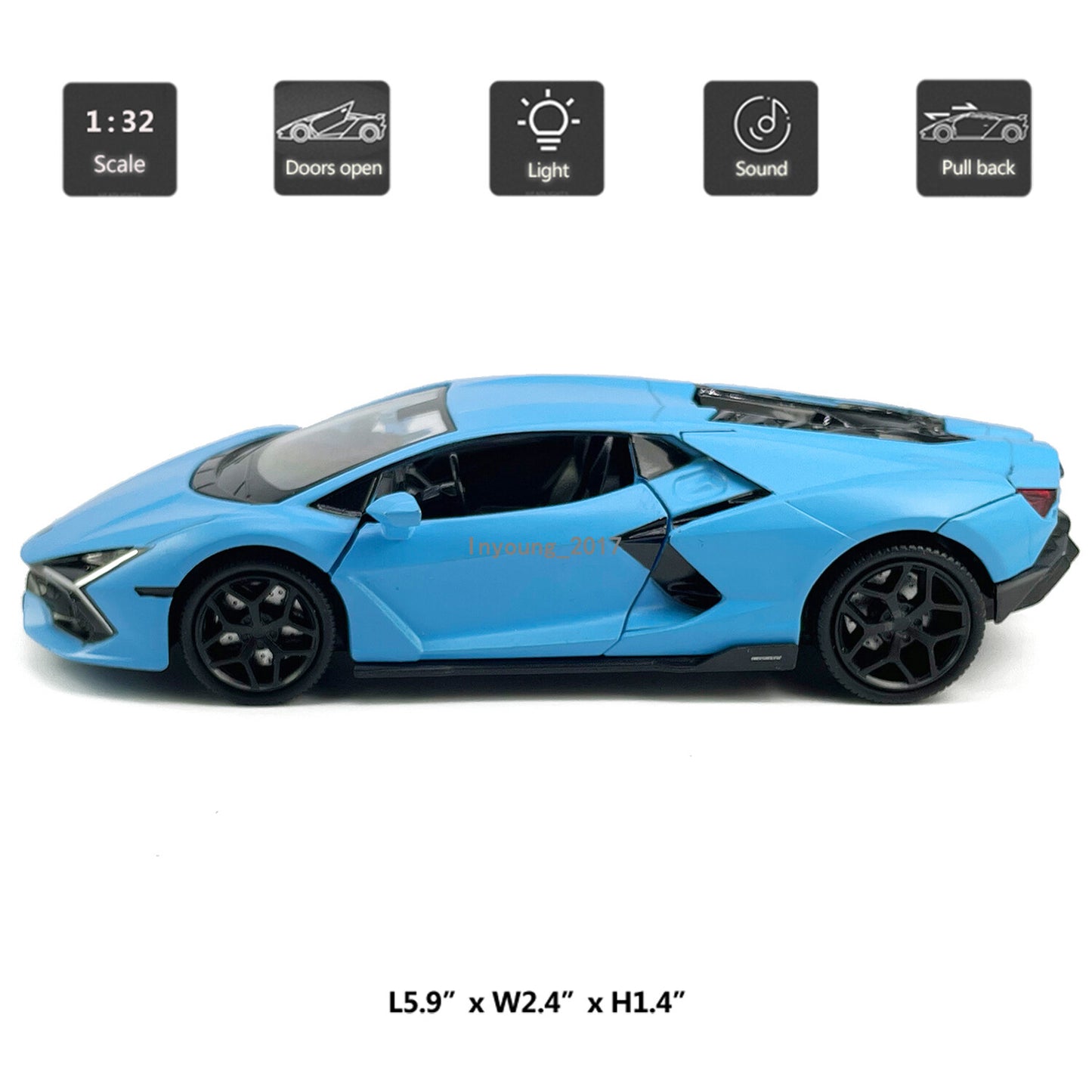 1/32 Lamborghini Revuelto Model Car Diecast Toy Vehicle Toys for Boys Kids Blue