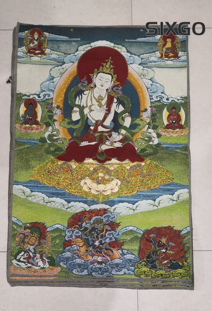 36" Tibet Tibetan Cloth Silk Buddhism Vajrasattva Buddha Tangka Thangka Mural