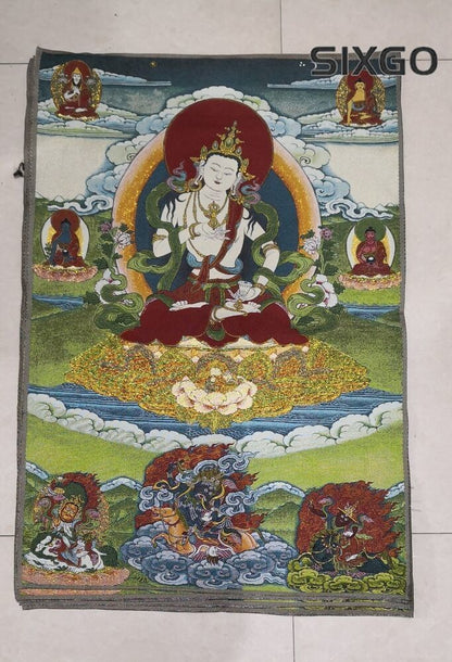 36" Tibet Tibetan Cloth Silk Buddhism Vajrasattva Buddha Tangka Thangka Mural