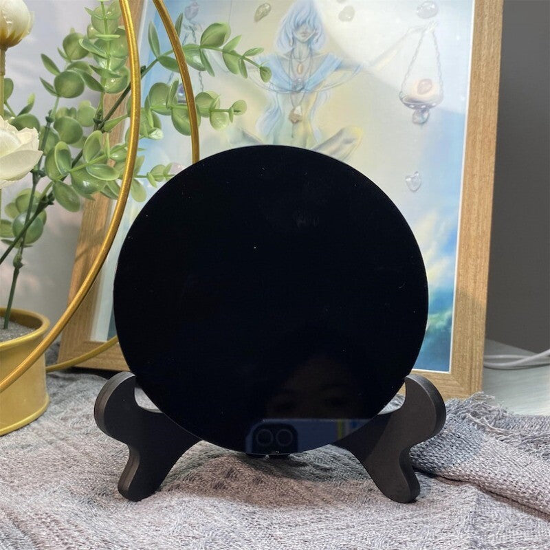 Natural Obsidian Mirror Obsidian Wafer Crystal Mirror Crystal Gifts healing 1pc