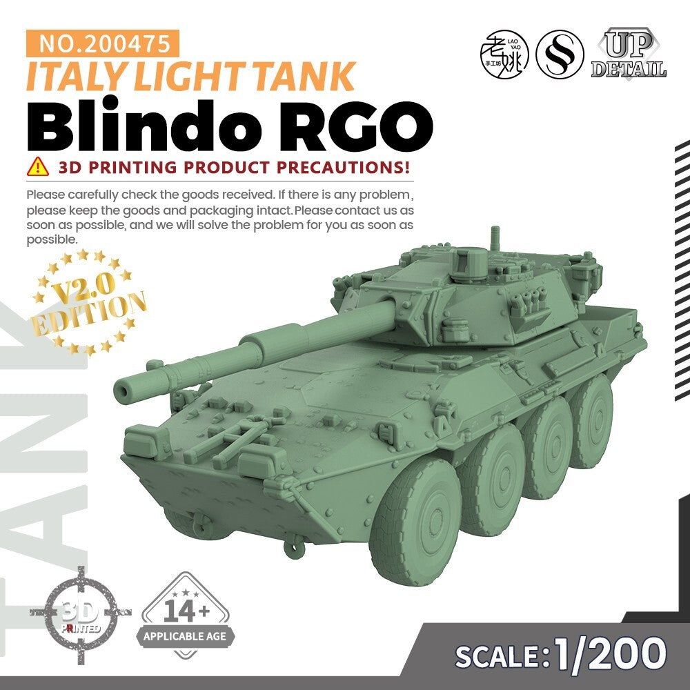 SSMODEL SS475 1/200/350/700 Military Model Kit Italy Blindo RGO Light Tank