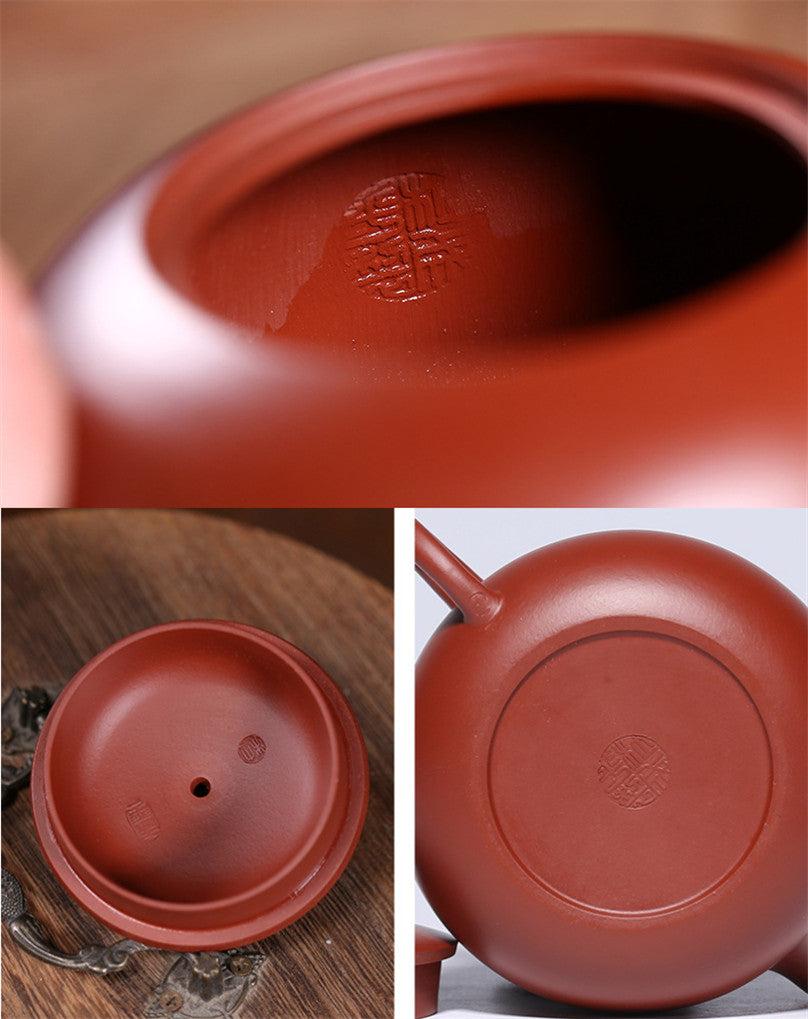 Marked Master Tea Pot Real Yixing Zisha Purple Grit Pot Mascot Statue On Lid New