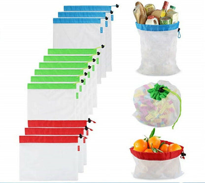 12pcs Reusable Storage Bag Washable Bags Fruit Vegetable Toys Sundries Organizer