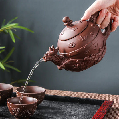 Chinese Kungfu Tea Pot Large Capacity Yixing Purple Clay Teapot Handmade