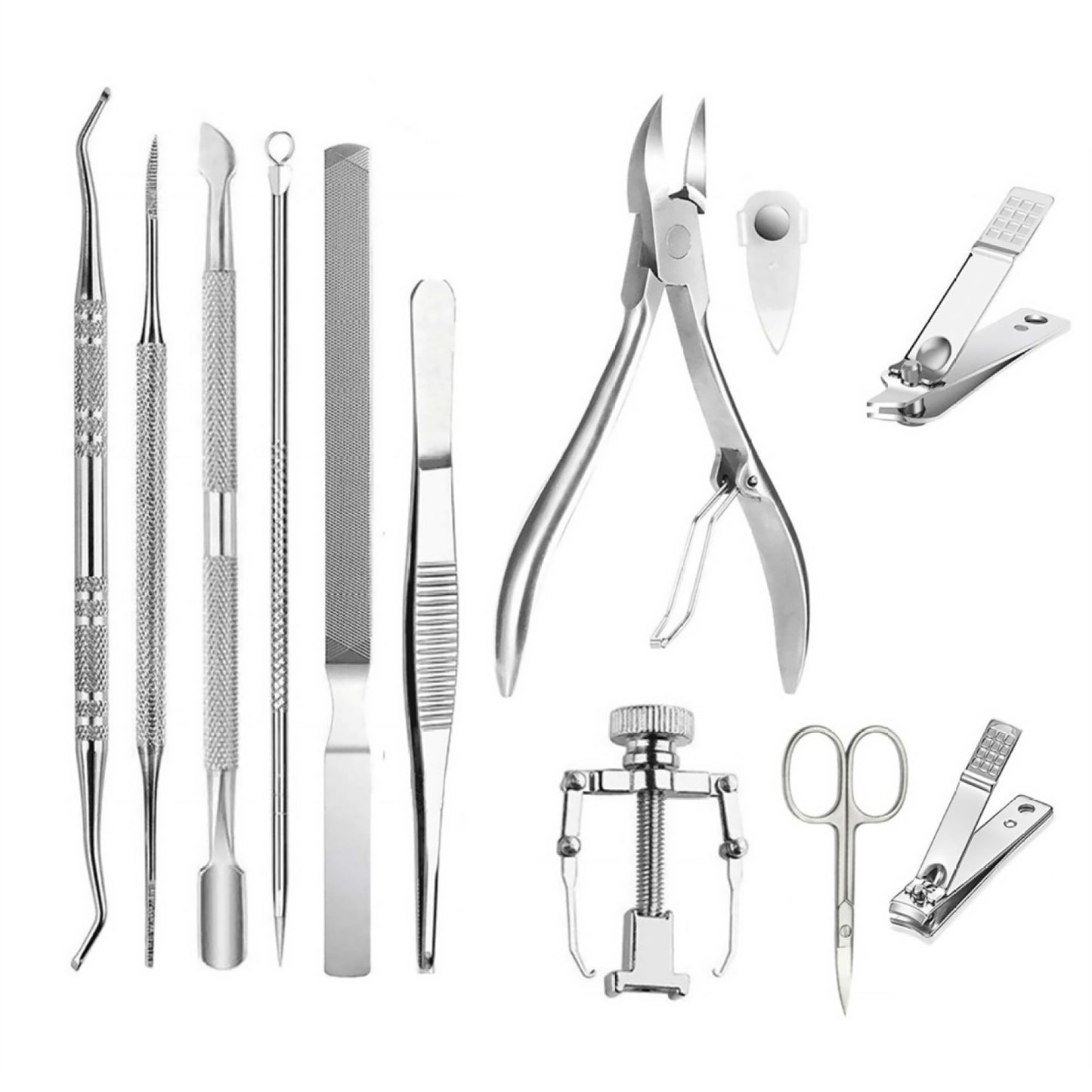 12Pack Stainless Steel Nail Treatment Foot Hands Pedicure Tool Clipper Kits
