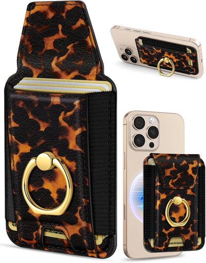 Compatible with Magsafe Wallet with Ring Grip Magnetic Card Holder - Cute Phone