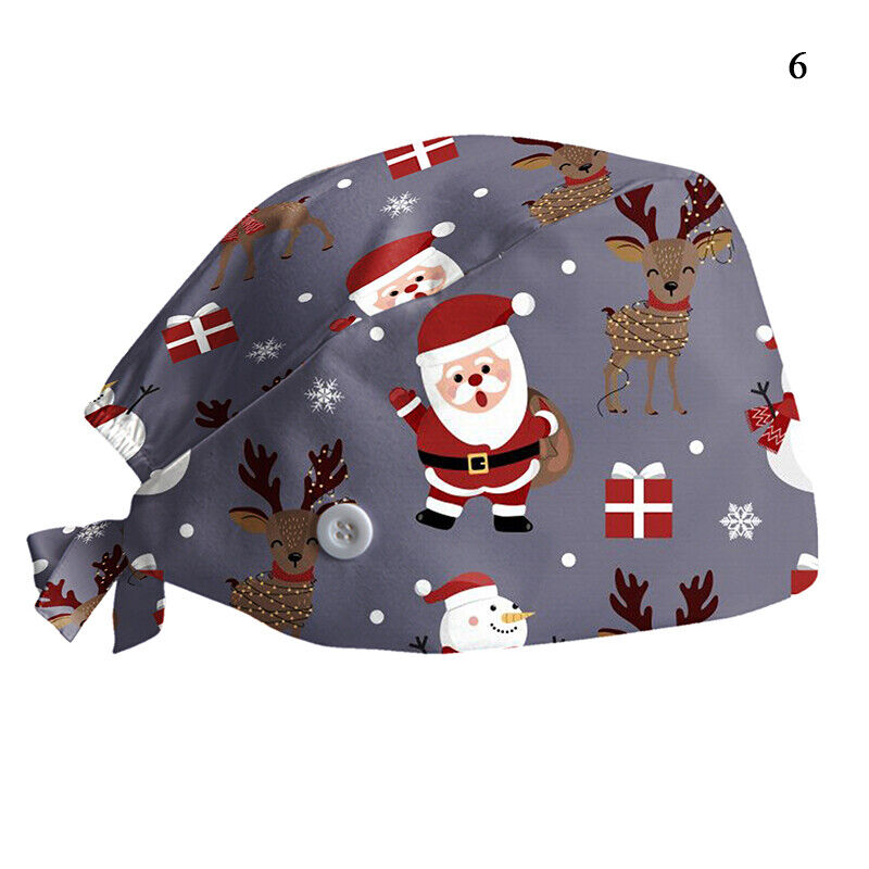 Printed Surgical Cap Adjustable Nurse Cap Baotou Cap Surgical Cap Christmas Hat