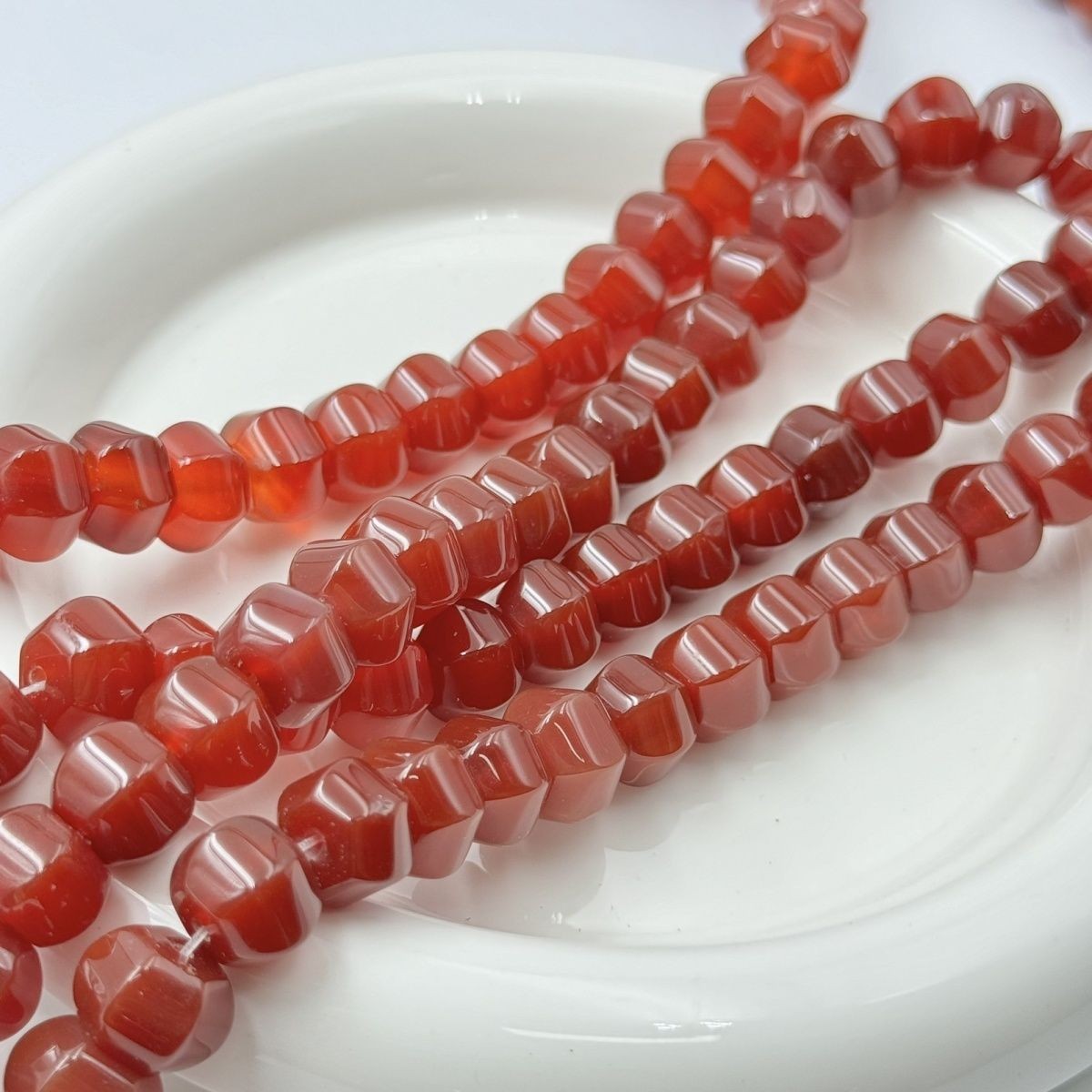 Natural Red Agate Faceted Pumpkin Beads 10x12mm DIY Jewelry Making 40pcs