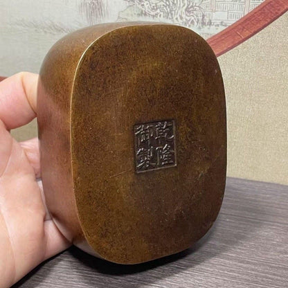 4" China Retro Solid Copper Lotus Leaf Goldfish Incense Burner Ashtray Ornament