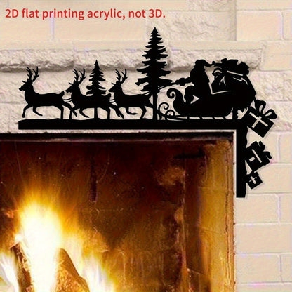 HelloYoung Metal Door Corner Santa Reindeer 2D Flat Holiday Wall Decor 1PC