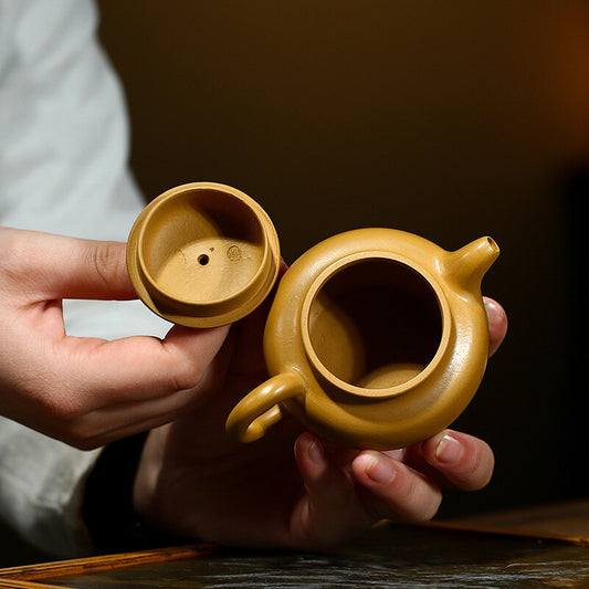 Chinese Yixing Zisha Pottery Gold Zhu Clay 100ML Mesh Teapot Tea Pot