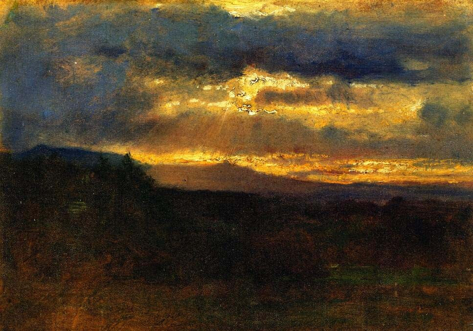Art Oil painting George-Inness-Study-for-the-Catskills sunset landscape