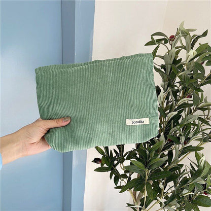 Corduroy Cosmetic Bag Cotton Clutch Makeup Traveling Bag Organizer Cases 18*26CM