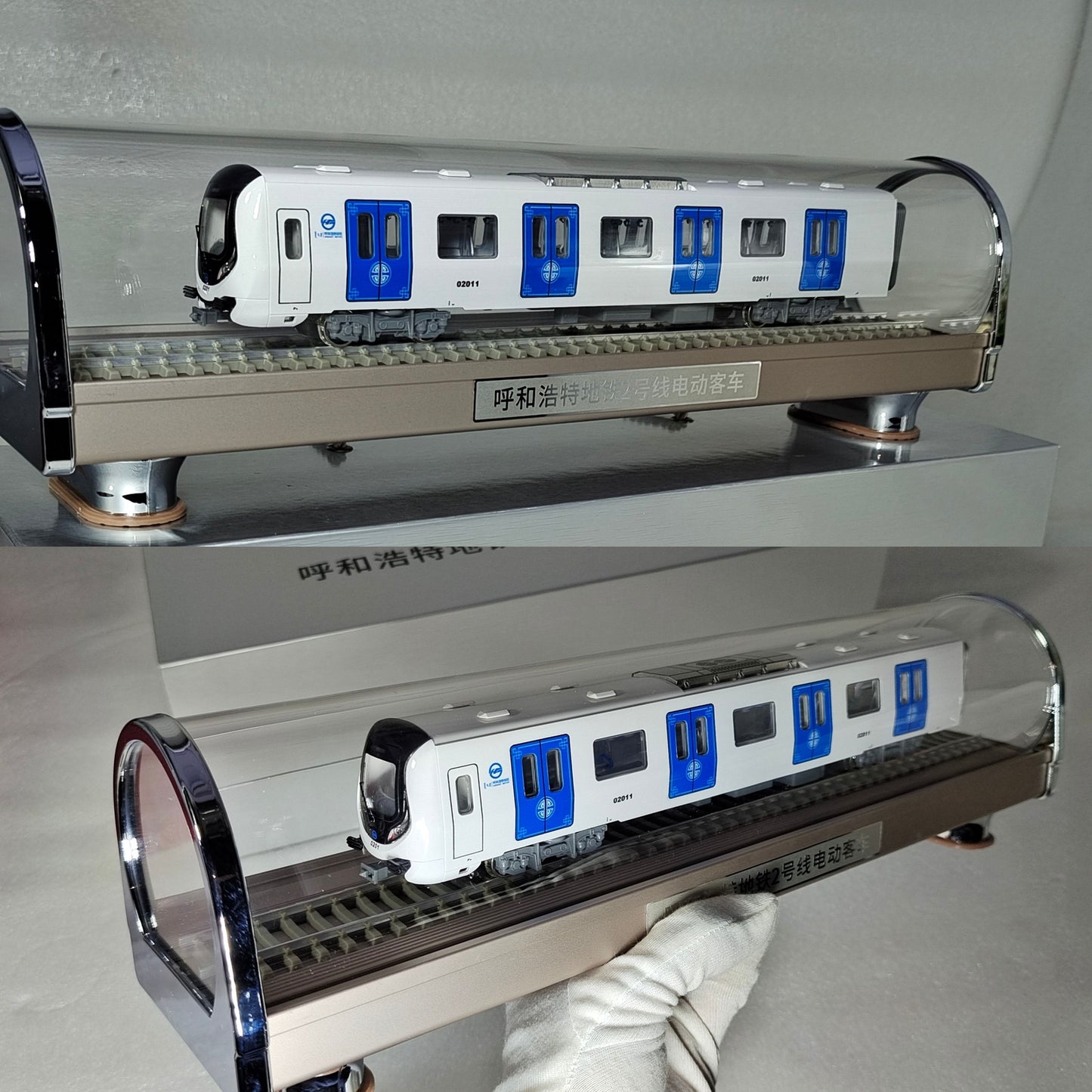 1:68 39CM Huhehaote Metro Line 2 Subway Electric Passenger Train Diecast Model