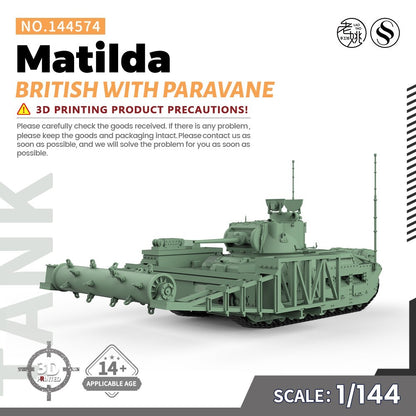 SSMODEL SS144574 1/144 Military Model Kit British Matilda With Paravane
