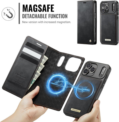 Wallet Case for Iphone 17 Pro Max Compatible with Magsafe, 2-In-1 PU Leather Fli