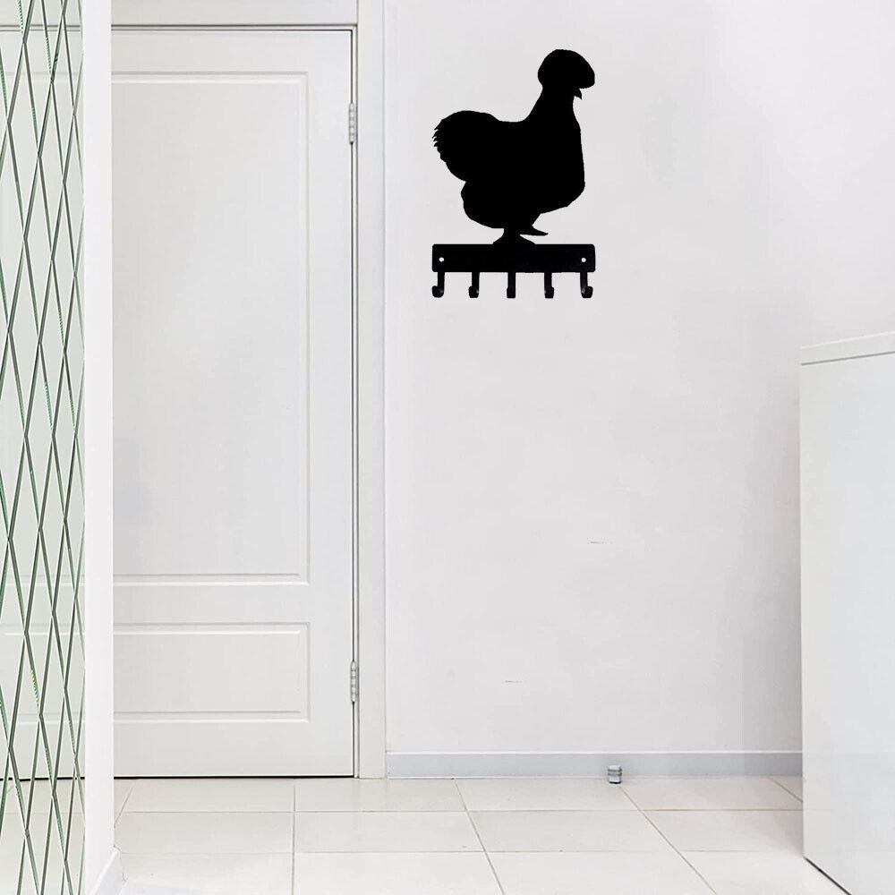 Silkie #1 Chicken Farm Key Rack - 6 inch Wide Metal Wall Art