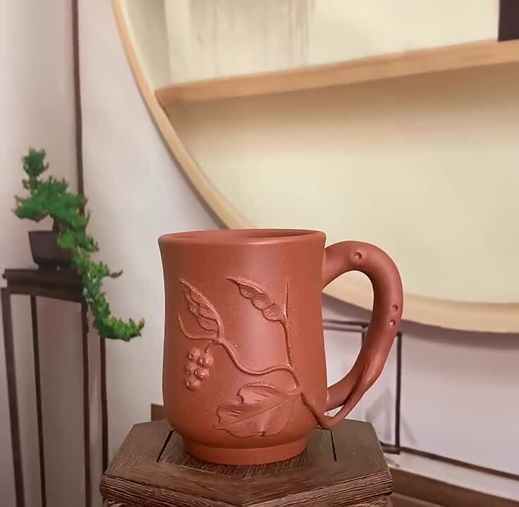 Master Cup With Handle Real Yixing Zisha Purple Clay Tea Cup Marked Office Cups